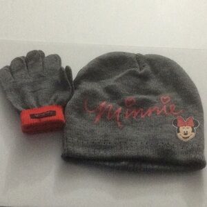 NWOT Minnie Mouse Hat & Mittens Set Youth …